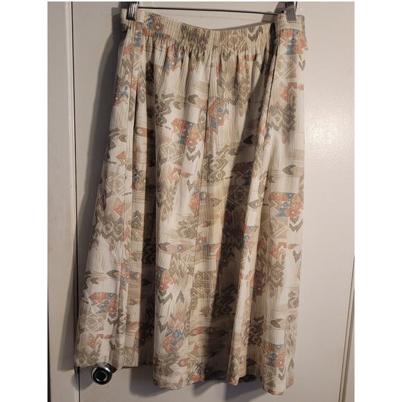 Alfred Dunner Southwestern Print Skirt 8 Made in USA Elastic Waist Modest Midi - Picture 1 of 7